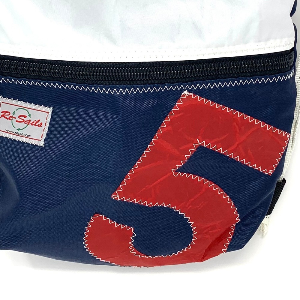 Re-Sails Vintage Sailcloth Zippered RS Backpack – Navy Blue & Red #5 Made in USA